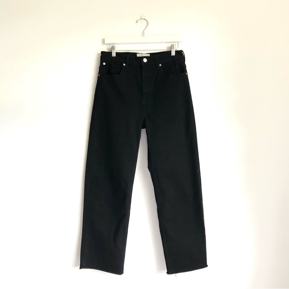 NWT Everlane The Way High Coal Black Raw Edge Straight Leg Jeans Size 26 Regular